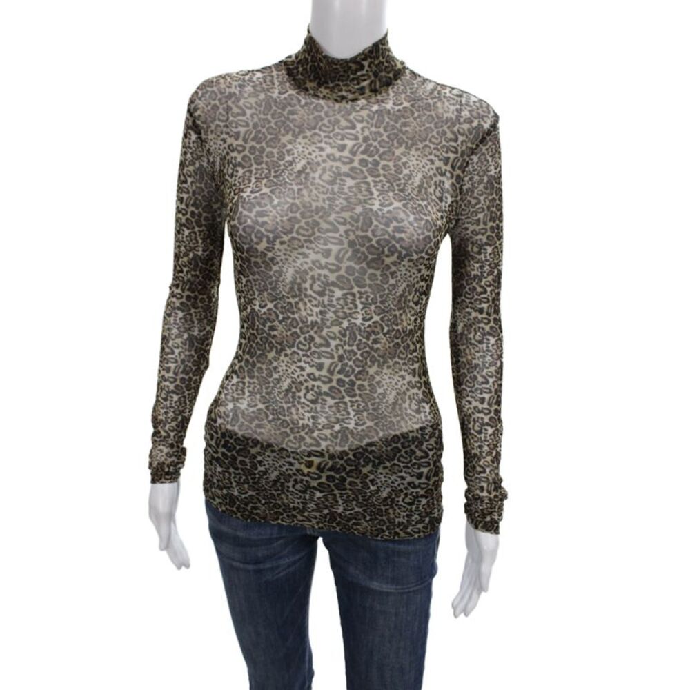 Reformation Womens High Neck Leopard Print Camisole Brown Nylon Spandex Size XS